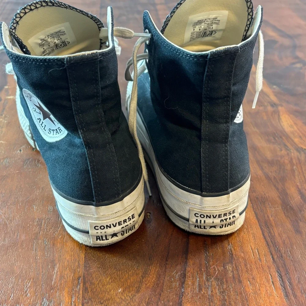 Converse Chuck Taylor All Star Platform High Top Black Canvas Sneakers Shoes